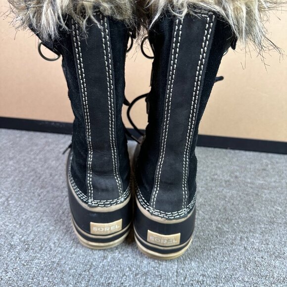 Sorel Joan of Arctic Snow Black Suede Waterproof Leather Womens Boots Size 7 - Picture 4 of 8